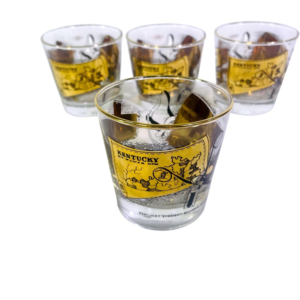 Vtg Old Taylor Distillery Kentucky Bourbon Rocks Glasses Set of 4 Barware